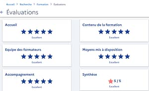 Évaluations des bilans de compétences MayWay sur le site officiel Mon Compte Formation : moncompteformation.gouv.fr